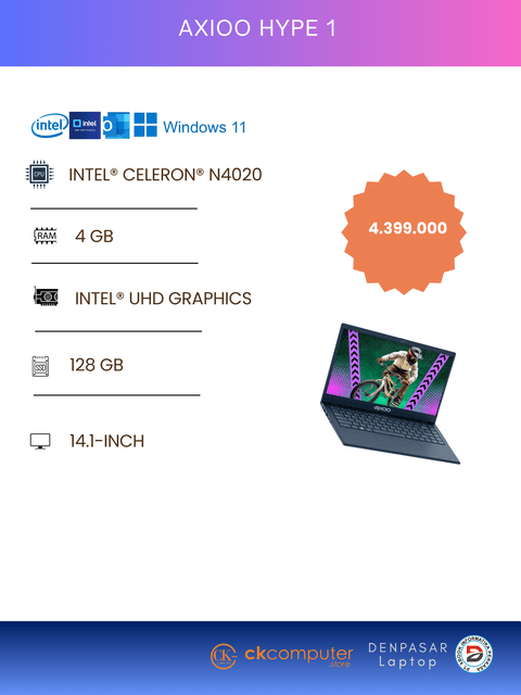 Axio Mybook Hype 1 Intel N4020 RAM 4GB/128GB/DOS/GREY/NO BAG 