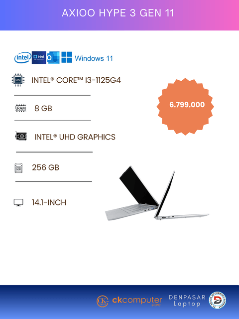Axio Mybook Hype 3(G11)Intel Core I3-1125G4 RAM 8GB/SSD 256GB/DOS/GREY 